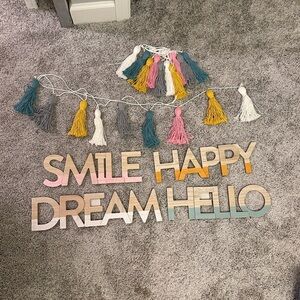 Colorful Wooden Wall Decor Set with Tassels